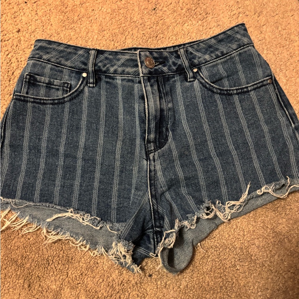 PacSun Blue Striped Jean Shorts